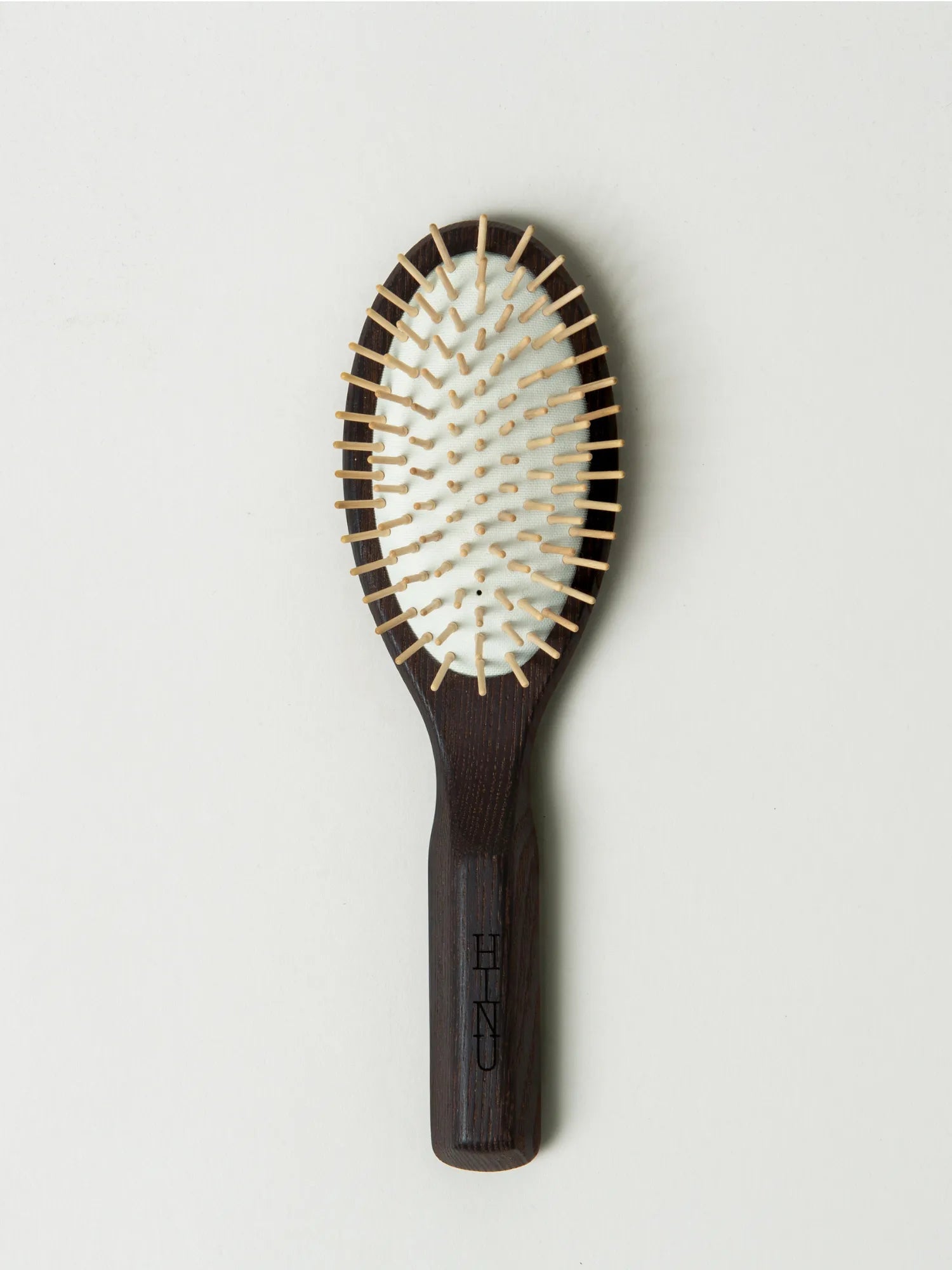 HINU Wooden Hair Brush with maple pins and dark ashwood handle on white